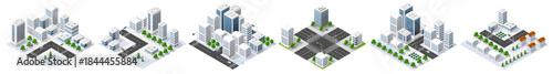 Isometric city urban planning constructing infrastructure module