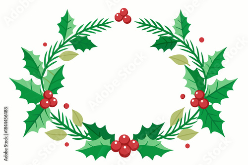 christmas wreath with holly berries