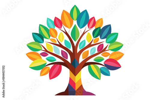 abstract tree with colorful leaves