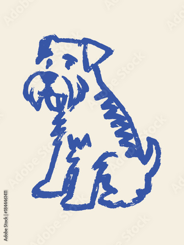 Terrier dog sitting hand drawn sketch vector illustration
