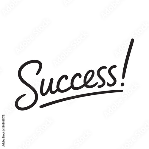 Handwritten word success with a black underline on a white background