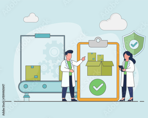 Illustration of Modern Product Quality Inspection Process for Landing Page