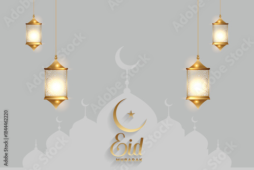 Eid mubarak lantern background