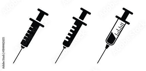 Needles vector icon set. Syringe icon
