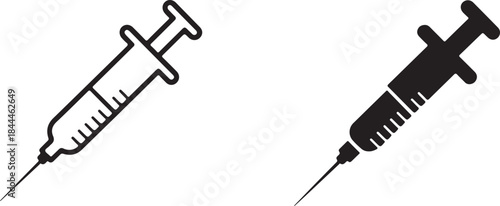Essential medical syringe injection icons representing healthcare and vaccination concepts in vector form