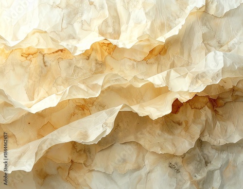 黄色がかった和紙がくしゅっとなっている背景