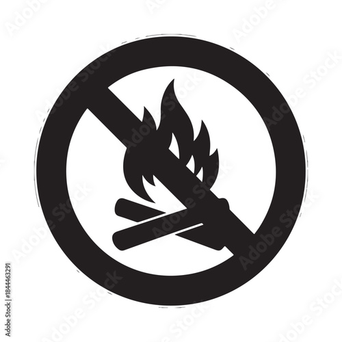 No open flames allowed a black and white prohibition symbol featuring fire