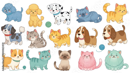 Collection of Cartoon Dogs and Cats.