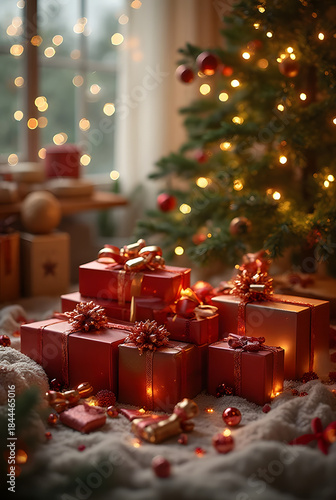 christmas tree with gift boxes