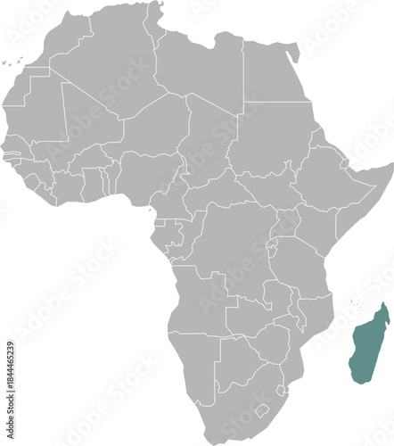 Illustration of a map of Madagascar, Africa