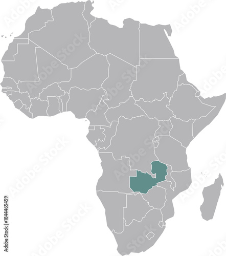 Zambia, Africa Country Boundary Map Illustration