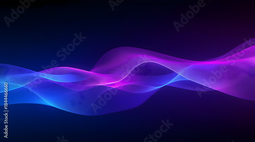 Abstract digital waves in blue and purple shades create mesmerizing glowing patterns. Great for backgrounds, websites, and technology related designs.