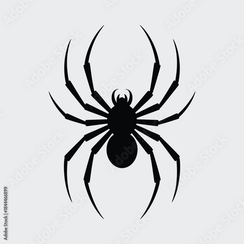 Simple black spider silhouette illustration on a light gray background