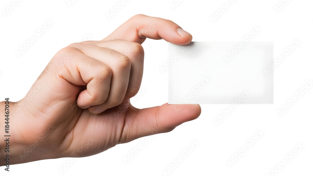 Obraz premium hand holding a blank white business card isolated, png