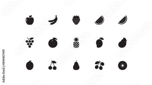 Collection of various fruit icons on a white background