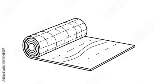 Rolled carpet being unrolled across a clean floor showing a grid pattern and soft texture as it stretches to cover new space in a home setting.