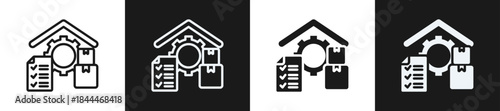 Inventory Management Line N Glyph Icon Style In White And Black Background