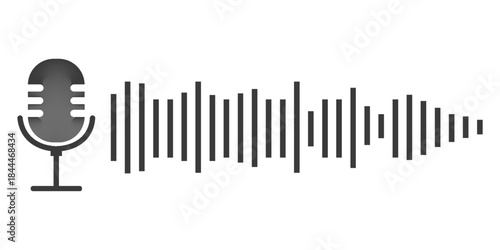 Podcast icon audio voice record, music wave. Microphone symbol, talk, speech. Voice record button or audio call. Retro simple icon.