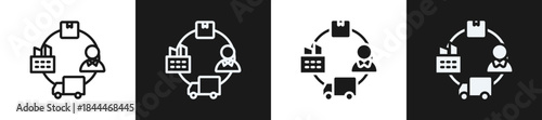 Supply Chain Line N Glyph Icon Style In White And Black Background