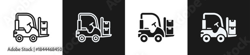 Forklift Line N Glyph Icon Style In White And Black Background