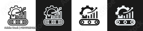 Lean Manufacturing Line N Glyph Icon Style In White And Black Background