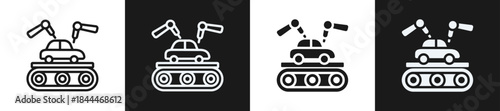 Automotive Industry Line N Glyph Icon Style In White And Black Background