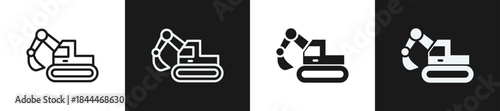 Heavy Machinery Line N Glyph Icon Style In White And Black Background