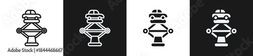 Hydraulics System Line N Glyph Icon Style In White And Black Background