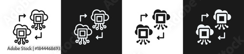 Digital Twin Line N Glyph Icon Style In White And Black Background