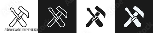 Shutdown Maintenance Line N Glyph Icon Style In White And Black Background