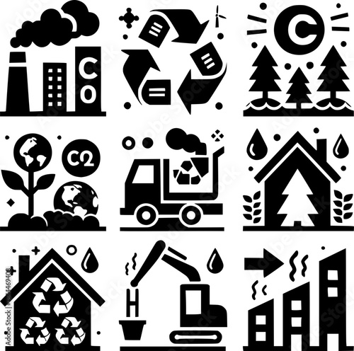 Eco-Icons: A collection of concise icons representing crucial environmental themes.