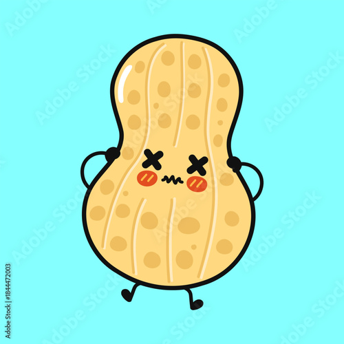 Peanut character feeling unwell and dizzy illustration