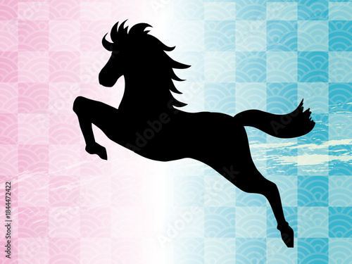 馬, 年賀状, 和風, 和柄, 新年, 動物, クリスマス, うま, ベクター, イラスト, manga