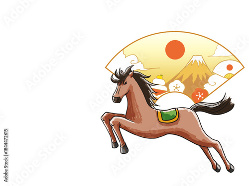 馬, 年賀状, 和風, 和柄, 新年, 動物, クリスマス, うま, ベクター, イラスト, manga