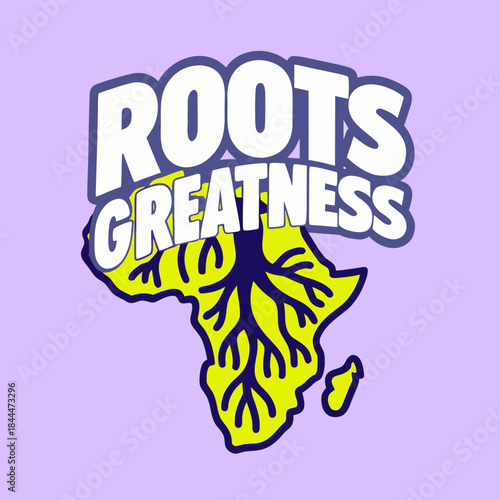 Africa map with roots and text roots greatness vector