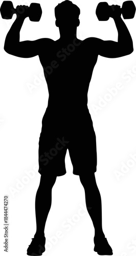 Silhouette of Man Doing Dumbb...