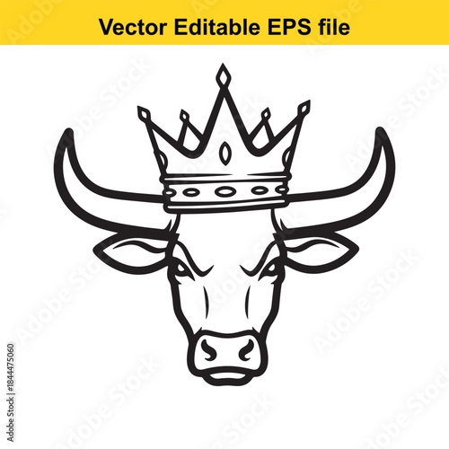 Bull head wearing crown