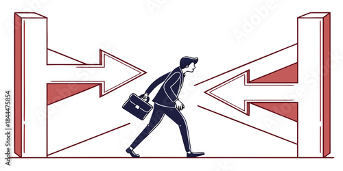 3d illustration of a businessman person balancing on a tightrope with a finance graph and up arrow sign symbolizing business success and risk challenge