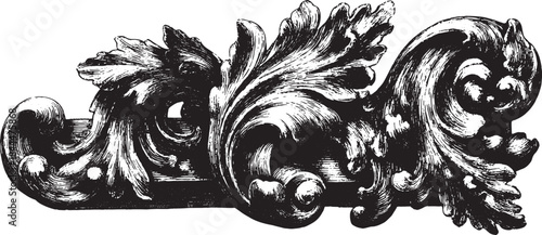 Decorative floral design in vintage style. Intricate black and white vector illustration showcasing craftsmanship and elegance.