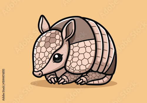 Cute Armadillo Cartoon Illustration.