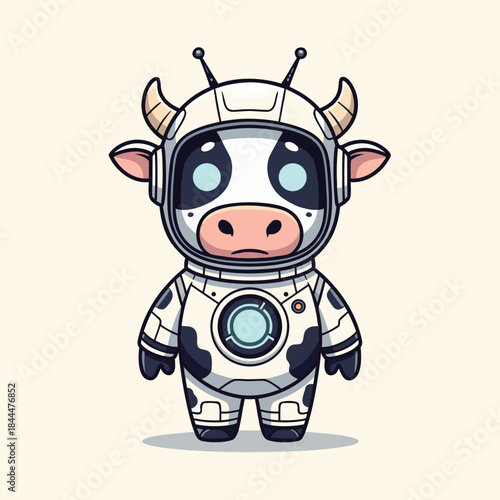 Cute Astronaut Cow Cartoon Character.