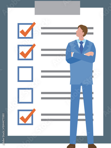 チェックシートを見る男性