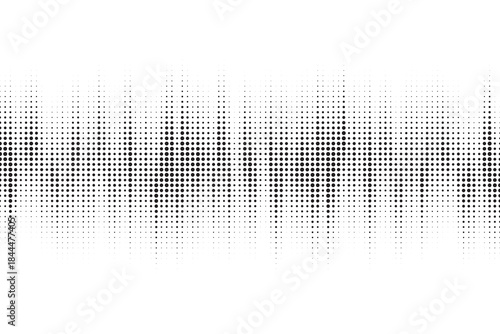 Abstract halftone pattern for screen blending mode. Halftone audio waveform. Sound wave spectrum background. Modern design rhythm. Abstract dotted ornament background