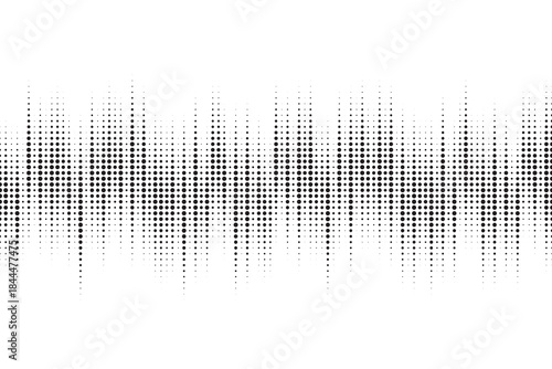 Abstract halftone pattern for screen blending mode. Halftone audio waveform. Sound wave spectrum background. Modern design rhythm. Abstract dotted ornament background