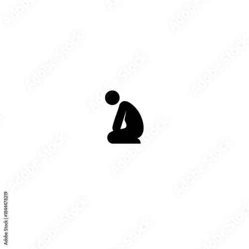 Minimalist Black Shame Icon Vector - Downward Pose Symbol for Download