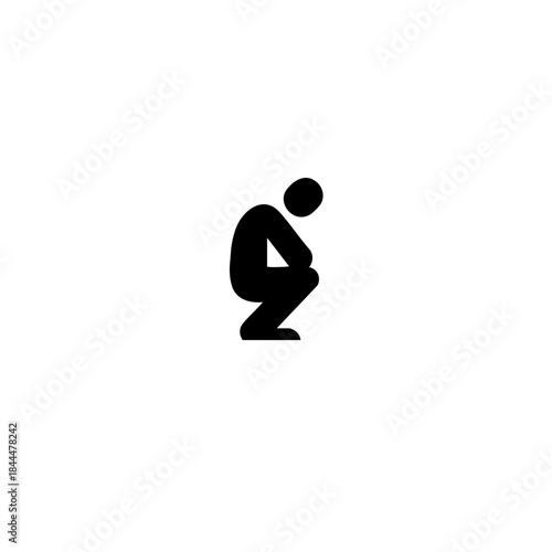 Minimalist Black Shame Icon Vector - Downward Pose Symbol for Download