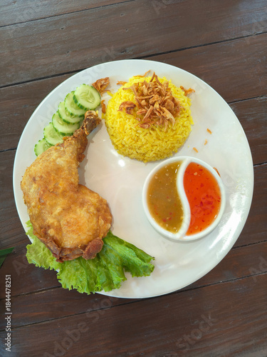 Enjoy a vibrant bowl of aromatic featuring juicy chicken