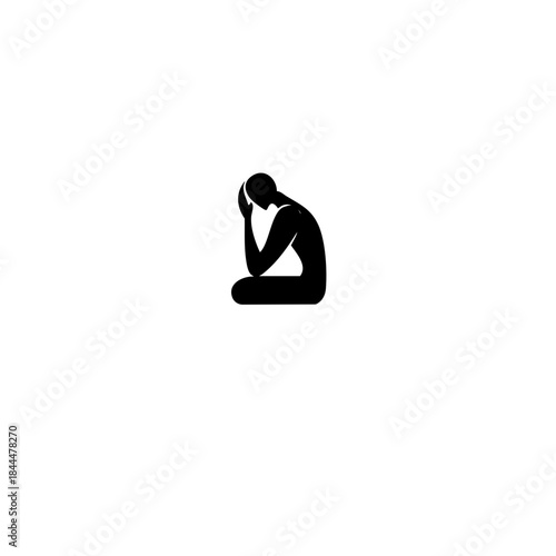 Minimalist Black Shame Icon Vector - Downward Pose Symbol for Download