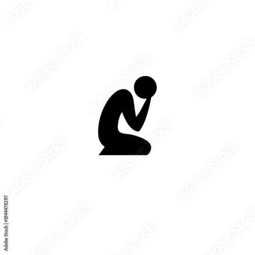 Minimalist Black Shame Icon Vector - Downward Pose Symbol for Download