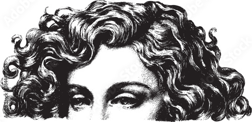 Stylized hair wave vector illustration. Detailed black line art of curly hair design in a set, perfect for beauty.